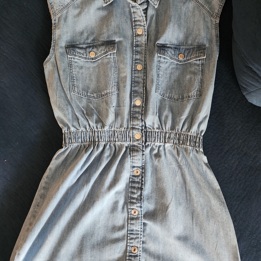 ZARA Sleeveless Denim Button Up Dress